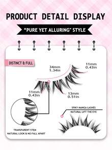 Asiteo 7 Pairs Spiky Cartoon False Eyelashes, Puppy Eye Faux Mink Lashes, Clear Band, Anime Eyelashes, Suitable For Daily, Party, Beach - Black - View 6