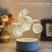 摩托車騎士 3D 夜燈，壓克力 LED 桌燈，摩托車愛好者的創意禮物，男孩女孩的生日與聖誕禮物 - 騎摩托車 - 查看 10