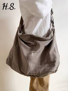 Bolso Tote de Lona Retro Gris Lavado de Gran Tamaño, Bolso de Hombro Versátil con Cierre de Cremallera, Adecuado para Uso Diario, Escuela, Universidad, Viajes, Ropa Urbana, Diseño Plegable - Marrón Mocha - Ver 1