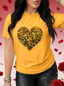 Valentine's Day Sweater With A Heart Print, Perfect For Spring And Fall. This Eye-Catching Short-Sleeved T-Shirt Is Suitable For Holidays, Dates, Parties, And Social Occasions. SCUY - 米色 - 查看 6