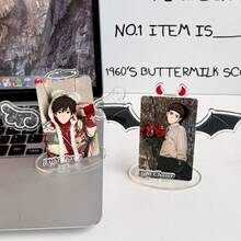 Cute Angel Devil Wing Acrylic Photo Card Stand, Kawaii Idol Photocard Holder Display Stand, Light Chaser Desktop Decor Picture Frame For Idol Photocard, Anime Card Collection - A - View 7
