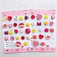 5/8/10/12/18/25/30/40/50/60Pcs Mixed Fruit Heart Resin Buttons DIY Handmade Jewelry Clothing Bag Decoration Accessories Dopamine Colorful Buttons DIY Handmade Hair Accessories Phone Case Decoration Materials DIY Hair Clip Jewelry Making Accessories Creative Resin Craft Buttons (Random Style) - Multicolor - View 3