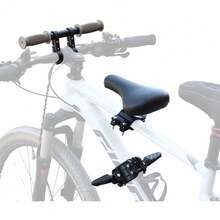 FINYQBET Asiento para Bicicleta Niños Frontal con Reposapiés Abatibles y Reposabrazos Antideslizantes, Compatible con Bicicletas de Montaña y Plegables, Cómodo y  para Bebés y Niños Pequeños - Negro - Ver 1