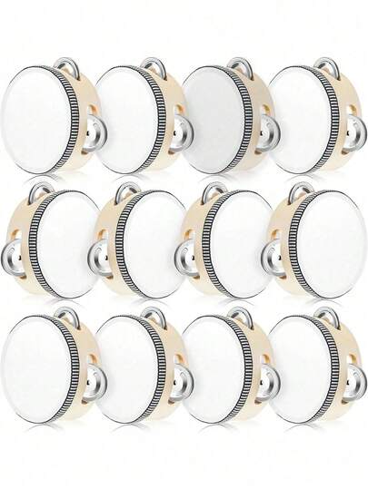 4-Inch Adult Wedding Hand Drum Wholesale, Wooden Hand Drum With Metal Bells, White Wedding Party Gift Music Instrument
