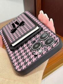 1pc Pink Houndstooth Bow Pattern Luxury Fashion Vintage Faux Leather Card Holder Straight Edge Liquid Soft Silicone Phone Case Compatible With Apple 17 Pro Max/16 Pro Max/15 Pro Max/14 Pro Max/13 Pro Max/12 Pro Max/11 Pro Max/Galaxy S26 S25 S24 Ultra S24 Plus S24 FE S23 S22 A55 A54 A53 A52 A50 A30 A42 A35 A34 A33 A25 A24 A20 A30 A15 A17/ Smart 8/ Hot 40i/Spark 20/Spark 20C/Spark Go 2024/ G84/Honor X9b X9A X9D X7B X9C X6A 8X X7 X8 X8C X8B Y9S Y9A Y7P Y7P/1+ - Black - View 4