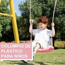Juego de Columpio para Niños, Columpio de Asiento de plástico para Niños, Columpios de Jardin con Cuerda Ajustable, Se Puede Instalar en Interiores, Exteriores, Parque Infantil, Casa, árbol ( Rosa ) - Rosa - Ver 2