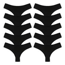 Calcinha Sem Costura Corte A Laser Tanga Confortável Não Marca - Kit 03 unid ( Preta e Bege)±GG - Visão 6