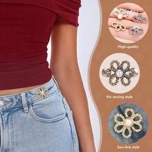 2/4/6Pcs 6-Petal Flower Denim Jeans Waist Tightener, Adjustable Buckle, No Sewing Or Tools Required, Detachable Decorative Jeans Buttons, Suitable For Loose Jeans, Pants, Skirts And Sleeves - Multicolor - View 6
