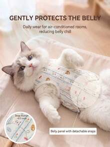 Spring/Summer Cartoon All-Over Print Double Layer Mesh Cat Clothes With Leash Attachment, Belly Wrap Tank Dress, Thin Breathable Pet Apparel - Multicolor - View 8