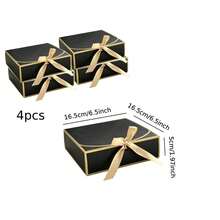 4/10pcs Gold Foil Gift Boxes With Lids, 3 Sizes Available, Luxury Black Bridesmaid Proposal Boxes, Suitable For Weddings, Baby Showers And Birthday Parties - View 12