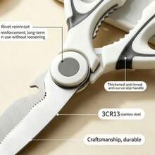 2 Packs Kitchen Scissors Heavy Duty Stainless Steel Scissors Multipurpose Sharp Scissors, Cutting Meat, Herbs, Food, Fish, Sharp Blades And Comfortable Grip - White - View 5