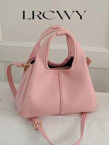 Bolso de mujer de estilo cubo, diseño elegante y minimalista, gran capacidad, color caqui, estilo de bandolera - Rosa - Ver 2