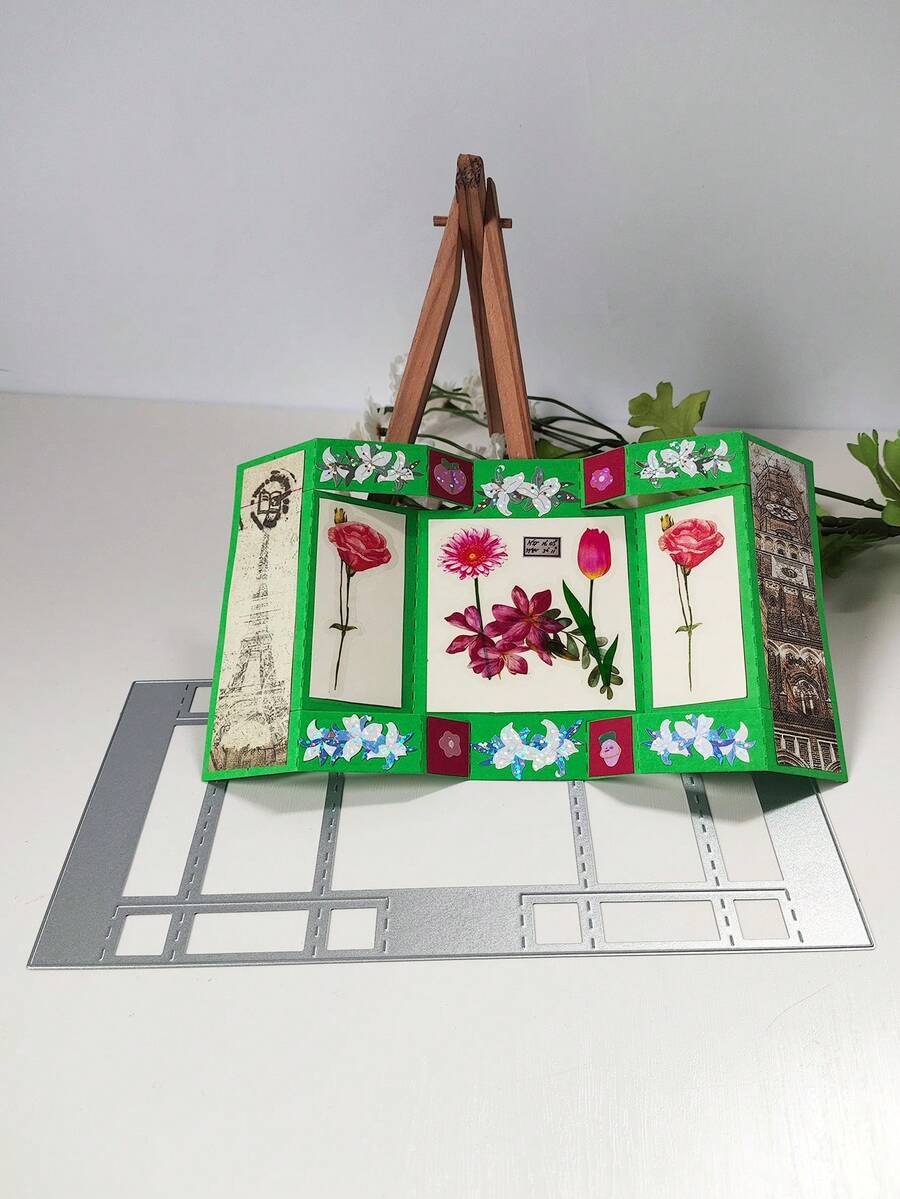 Cetakan Pemotong dan Embossing Scrapbook, Kartu Ucapan Gaya Vintage Buatan Tangan, Kartu Lipat Tiga Buatan Tangan, Sempurna untuk Scrapbooking DIY, Album Foto, dan Kartu - Satu ukuran cocok untuk semua. - View 1