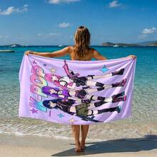 1pc K-Pop Anime Idol Girl Group Graphic Print Beach Towel, Multiple Patterns And Sizes Available, Soft Quick-Dry, Sand-Proof And Sun-Protection, Suitable For Beach, Swimming, Travel, Fitness, Bathroom And More - Baby Pink - View 24