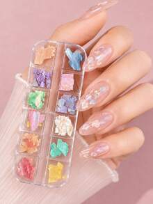12 Couleurs Décorations d'Art des Ongles en Coquillage 3D Accessoires d'Art des Ongles en Coquillage Couleur Aléatoire Fournitures d'Art des Ongles DIY Charmes pour Ongles - Multicolore - Voir 1