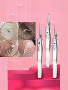 1/2/3pcs Ultra-Fine Point Tweezers, High-Quality Stainless Steel Material, Suitable For Nose And Face, Ideal Choice For Blackhead And Pore Cleaning, Hair Removal - Multicolor - View 2
