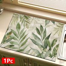 1pc Home Decor Plant Pattern Printed Absorbent Mat, Dish Drying Mat, Espresso Machine Countertop Absorbent Mat, Drainage Mat, Soft Faucet Absorbent Mat, Sink Cup Mat, Kitchen Supplies, Bathroom Supplies - Multicolor - View 12
