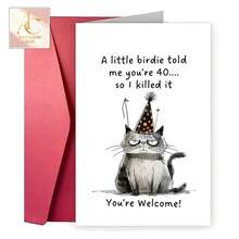 A Humorous 40th Birthday Card - High-Quality Card Featuring A Funny Kitten Design, Suitable For Family, Friends, And Businesses, A Unique Birthday Decoration, Thank You Cardreciation, Teacher Thank-You Gifts | Vibrant Card - One Size Fits All - View 5