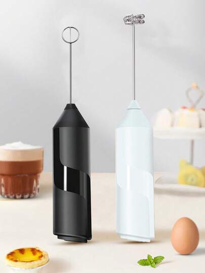Mousseur à lait électrique, mini mélangeur, avec double tête de mélange, têtes de mélange en acier inoxydable, convient pour le café, la crème, le cappuccino, le latte