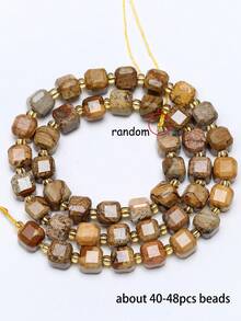 Natural Stone Colorful Faceted Square Beads, Faceted Square Loose Spaced Beads For Jewelry Making Diy Unique Bracelets, Necklaces, Earrings Crafts - Multicolor - View 23