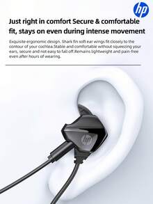 HP Wired Earphones, With 3.5mm And Type-C Plugs, In-Ear Earphones With Built-In Microphone And Inline Control, One-Click Mute And Brightness Control Buttons, Suitable For Computers, Laptops And Mobile Devices - View 9