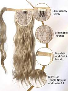 18-Inch Synthetic Long Curly Wavy Ponytail Wig With Hair Clips, Long Hair Tie, And Magic Drawstring, Suitable For All Women. - Multicolor - View 3