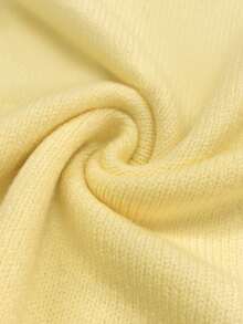 Plus Size Women's Spring And Autumn Collection Solid Color Round Neck Ruffle Edge Tie Short Sleeve Casual Simple Loose Wool Knit Top - Yellow - View 9