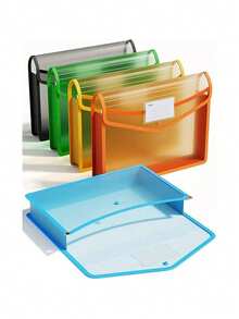 Expandable Plastic File Bag (With Snap Closure Transparent Envelope Style Opening, No Inner Dividers, Large Capacity, Multiple Colors Available, Fits A4 (33cm/12.99in*25cm/9.84in) Size, Random Color) - A - View 11