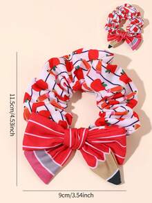 3 pezzi di scrunchie per capelli con stampa di matite, fascia elastica morbida alla moda per il primo giorno di scuola, accessori per capelli per ragazze, regalo per il ritorno a scuola - Multicolore - Visualizzare 4