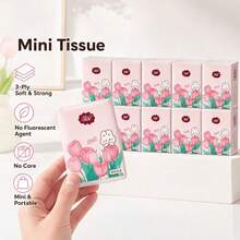120/60/36/24/12/6PCS Mini Portable Face Towels & Handkerchiefs - 3-Layer Soft Dye-Free Paper, 6 Sheets Per Pack, Lightweight Travel Essentials For On-The-Go Hygiene & Skincare, Cheerful Packaging | Durable Packaging - Multicolor - View 2