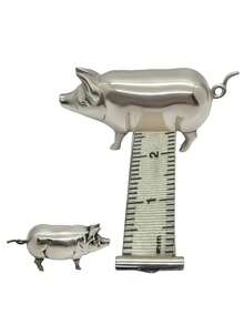 1Pc Antique-Style Pig Mini Tape Measure, Vintage Metal Pig Soft Tape Measure For Sewing And Crafts, Cute Pig Sewing Tape Measure - A - View 1