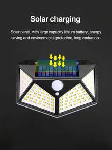 Outdoor Solar Wall Light 100 LED 4-Sided Motion Sensor Waterproof, Pick Your Style For Garden Patio Fence Decor - Solar-powered 100 LED Wall Light - View 4