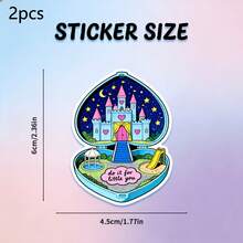 1/2/5pcs "Do It For Little You" Sticker,Cute Heart Locket Princess Castle Design, Cute Funny Durable Sticker,Girls Aesthetic Decor,Perfect For Laptop ,Notebook, Cup ,Desk ,Luggage - A - View 13