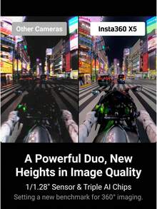 Insta360 X5 行動攝影機 | 相容 8K、防水、360° 全景行動攝影機 | 強大夜間拍攝能力,支援「隱形自拍棒」功能,100% 全新,僅已啟動 - 查看 7