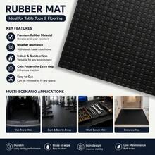 DIY Multi-Purpose Rubber Mat, Table Mat, Floor Mat, With Raised Coin Pattern Design, Durable And Wear-Resistant. It Can Be Cut To Fit The Required Size And Is Suitable For Indoor And Outdoor Table Mats/Floor Mats. - 黑色 - 查看 1