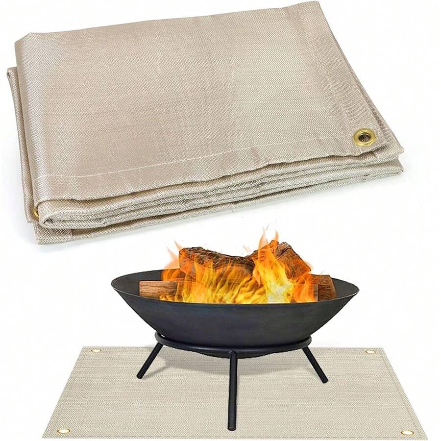 Portable Outdoor Camping Flame Resistant Mat, Outdoor Grill Mat, Flame Resistant Deck And Patio Protector, BBQ Mat, Picnic Grill Heat-Resistant Mat, Flame-Retardant High-Temperature Flame Resistant Blanket Fiberglass Mat, Outdoor Tool - Multicolor - View 1