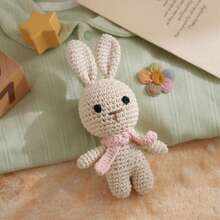 Hand-Woven Rabbit Rattle, Baby Hand Rattle, Grasping Toy, Built-In Bell, 3D Cute Design, Rich Details, Attracts Baby's Attention, Exercises Baby's Hearing, Perfect Birthday Keepsake Gift, Halloween Gift, Christmas Gift - 彩色 - 查看 3
