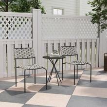 Poly Rattan Garden Furniture Set, 2-Person Garden Lounge Set, 3-Piece Set With 2 Stackable Chairs And A Table, Weather-Resistant, For Garden, Patio Or Balcony, Grey - 灰色 - 查看 2