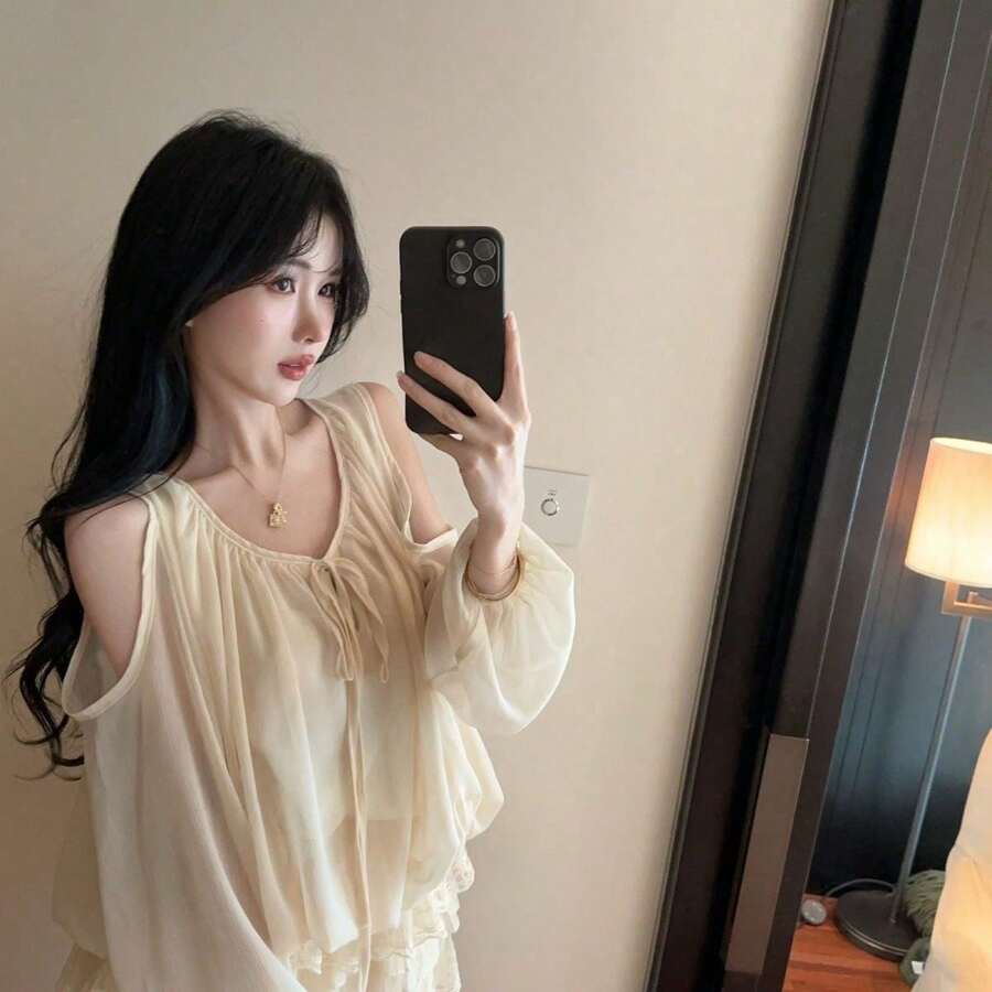 Women Blouses & Shirts - Apricot - View 1