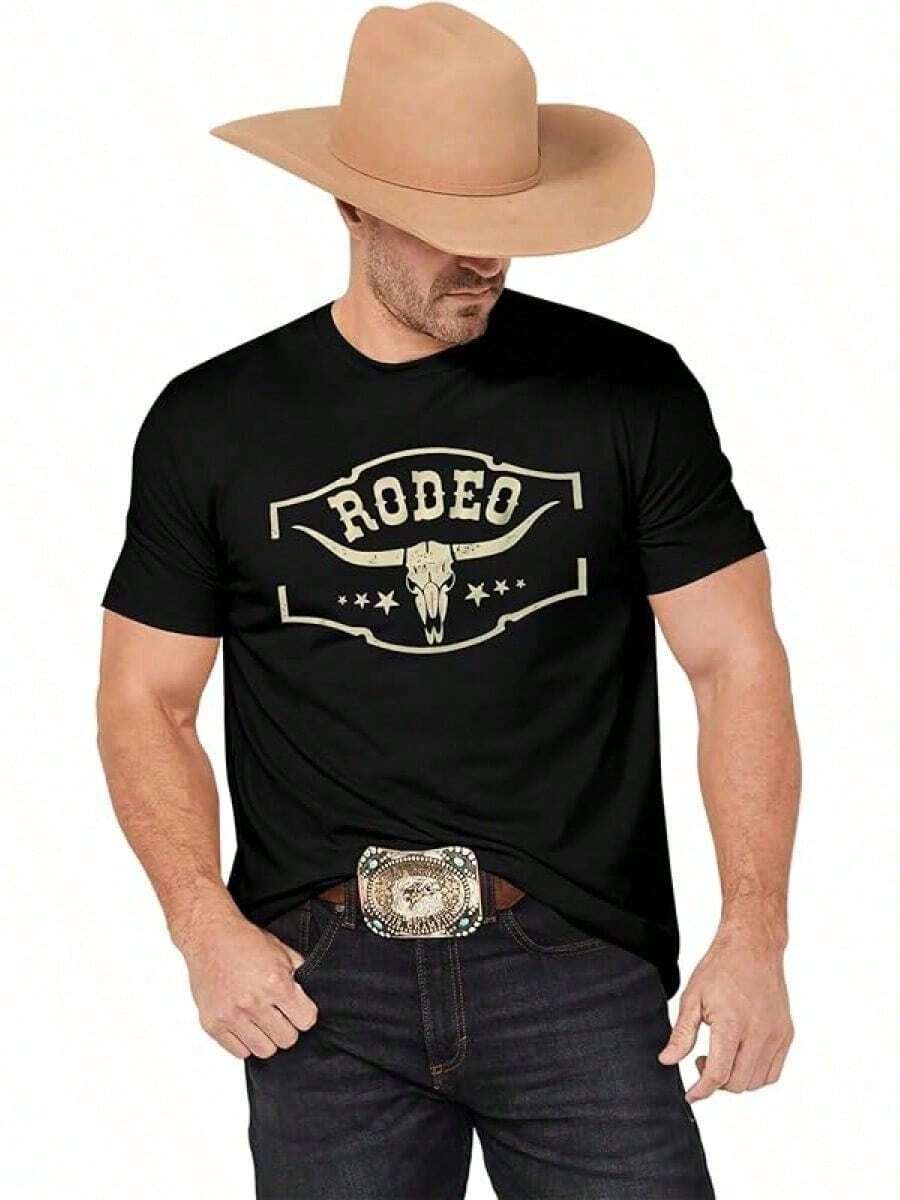 Camiseta hombre cuello redondo y manga corta. Estilo casual con estampados modernos y cómodos. Para hombres y mujeres, estilo pareja, pareja, camiseta de manga corta con estampado de moda - Negro - Ver 1