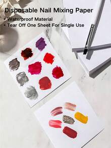 Double-Sided Nail Art Color Mixing Paper, Upgraded Longer & Thicker Disposable Color Mixing Paper, Non-Permeable Nail Polish Gel Painting Mixing Paper, Painting Blending Glitter Color Mixing Gel Display Card, Approx. 50 Sheets Per Book, 5.5cm/7.5cm Two Sizes Available - Multicolor - View 1