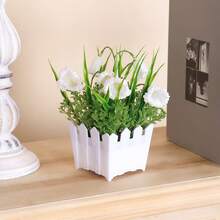1pc 7.8inch(H) Artificial Flower Pot Home Living Room Bedroom Bathroom Dining Room Tabletop Decor Wedding Party Scene Decoration - Multicolor - View 12
