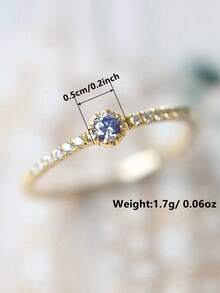 1件時尚立方鋯石女款戒指，適合情人節禮物、婚禮週年派對穿戴 - 7# - 查看 5