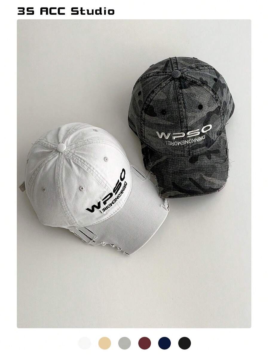 Topi Baseball Hip Hop Wanita Lembut dengan Motif Kamuflase Lusuh, Topi Baseball Gaya Jalanan Retro Amerika, Topi Pelindung Matahari Musim Panas yang Keren dan Serbaguna