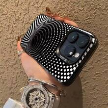 غطاء هاتف Wave Dot Black Hole مناسب لهاتف Apple 16Pro، 15plus موديل جديد، 14Pro متطور 13 ثلاثي الأبعاد 17 - صدفة فضية - أسود - ثقب أسود منقط - مشاهدة 5