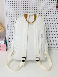 1 pièce Sac à dos étudiant de style universitaire décontracté de couleur unie, sac à dos léger à poches multiples pour l'école, sac à dos grande capacité, convient aux étudiants/diplômés/doctorants, applicable pour la rentrée scolaire, l'apprentissage sur le campus, les courts voyages, le camping en plein air et les sorties décontractées quotidiennes - multicolore - Voir 12