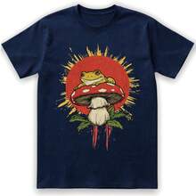 Cute Frog Red Mushroom Cottagecore Nature Retro Tee Gift Men Women Summer Tops Going Out Top Going Out Tops - Black - View 6