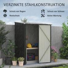 Abri de jardin 1,34 m², armoire de jardin verrouillable avec toit monopente en acier galvanisé, 161,5 x 94,5 x 196 cm, noir - Noir - Voir 4