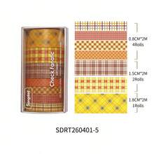 7rolls Vintage Grid Plaid Washi Tape Set, Grid Pattern Hand-Tearable Tape, For Journal Decoration, Gift Wrapping, Photo Album And Handmade DIY Crafts - Multicolor - View 13