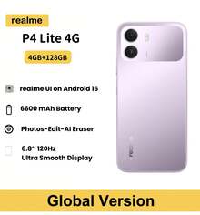 P4 Lite 4GB+64/128GB 4G LTE, 6.8-Inch 120Hz Eye-Protection Screen, 8+F Rear Camera, 5MP Front Camera, Unlocked Phone, Android 16 Realme UI, 6600mAh Large Battery, IP64, Global Version, IP64 Dust And Water Resistant, Charger Not Included - Purple - View 2